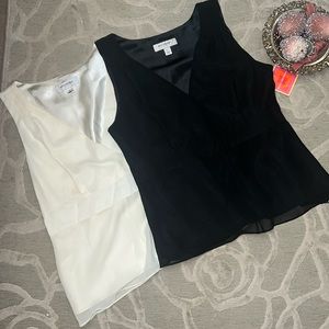 NWT🌷IISAAC MIZRAHI TARGET🌷Bundle ivory & black poly lined v-neck side zip cami